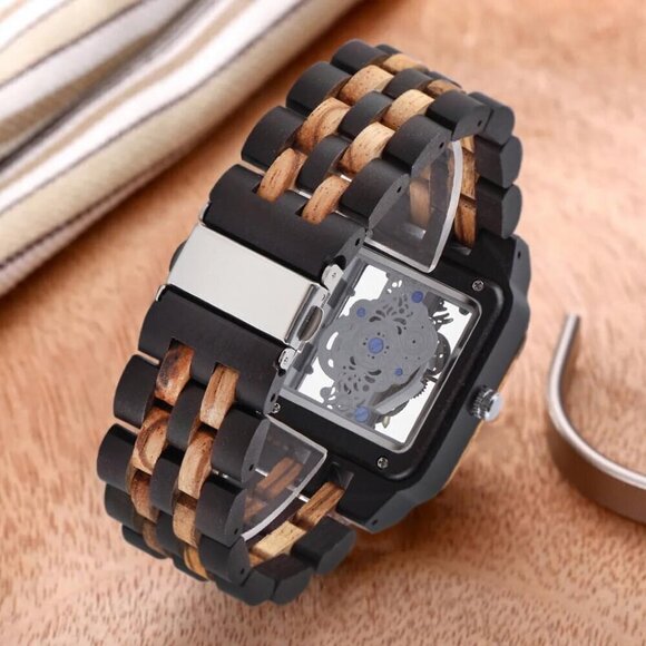 ✨ Dentily Analog Quartz Men Black Wooden Lightweight Bamboo Watches - Picture 5 of 6